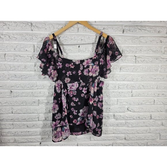 Torrid Womens Top 1 1X Plus Camisole Flutter Cold Shoulder Sleeve FLO403E - Picture 5 of 8